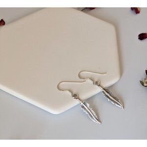Sterling silver feather dangle earrings